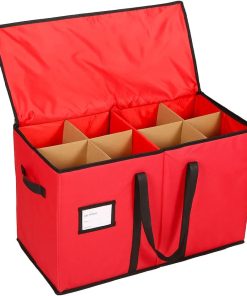 Alternative view of Sattiyrch Christmas Figurine Storage Box & Nutcracker Storage Container. 600D Canvas.Keeps 8 Holiday Figurines.15 Inches.Adjustable Area & Pockets for Decorations