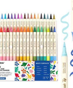 Grabie 72 Color Acrylic Paint Markers. Pack of 36 Dual Tip Brush Pens | 72 Colors in 36 Markers.Dual Tip Soft Brush Design.Water-Based Acrylic Ink For Paper. Rock. Wood. Canvas. Glass & Fabric