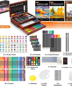 Alternative view of Soucolor Art Supplies.192 Pack Deluxe Art Set Drawing Painting Supplies Kit | Acrylic Pad. Watercolor Pad. Sketch Book. Canvases. Acrylic Paint. Crayons. Pencils. Gifts for Artist Adults Teen Kids